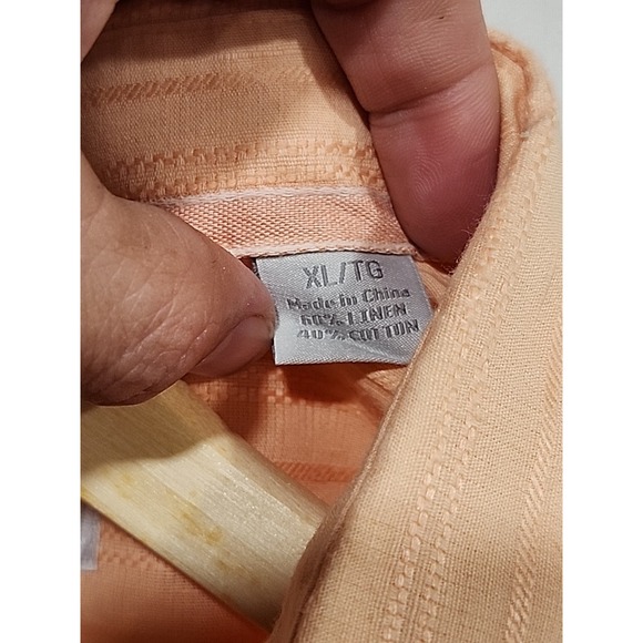 Tommy Bahama Shirt Mens XL Long-sleeve‎ Linen/Cotton Peach, Button-up Pockets - Picture 3 of 9